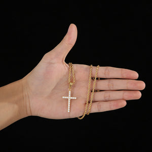 Jewellery: Christian Rhinestone Cross Stainless Steel Pendant Necklace