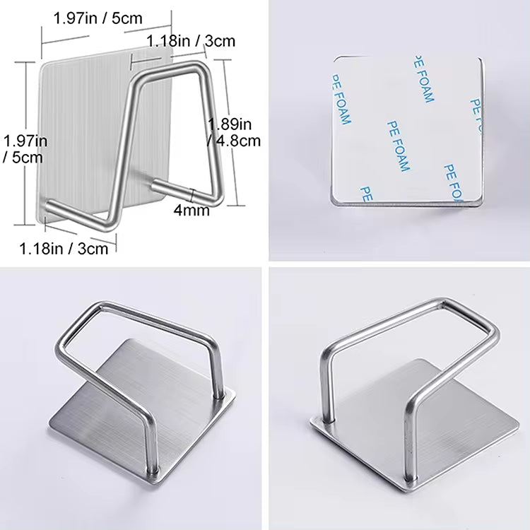 Home: Adhesive Universal Stainless Steel Rack Holder 4 Pcs