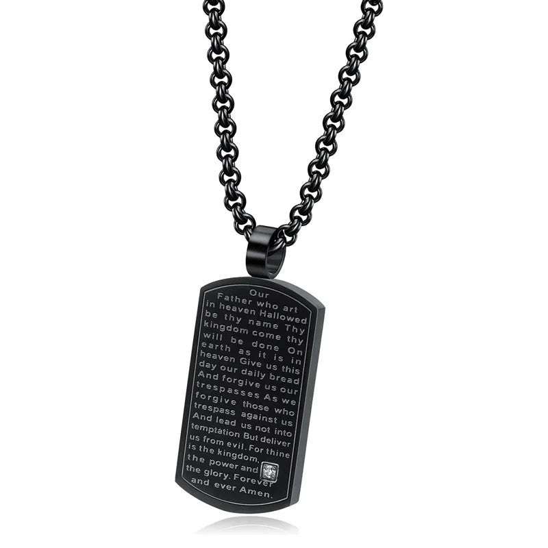 Jewellery: Christian Lord's Prayer Stainless Steel Pendant Necklace