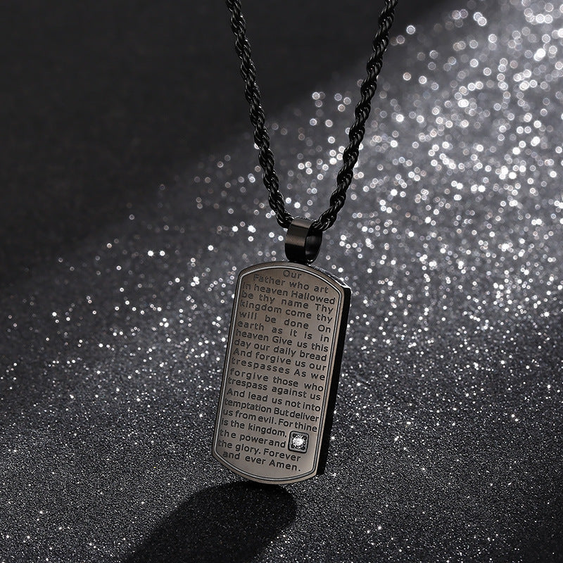 Jewellery: Christian Lord's Prayer Stainless Steel Pendant Necklace