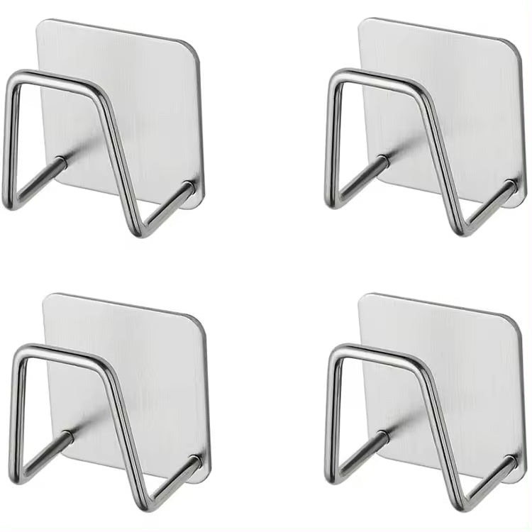 Home: Adhesive Universal Stainless Steel Rack Holder 4 Pcs