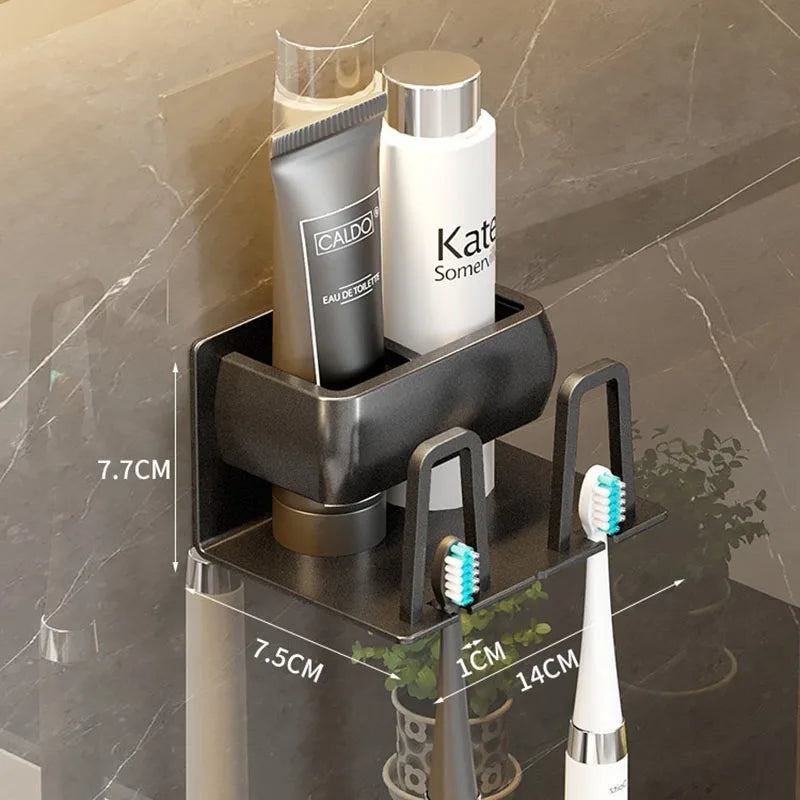 Home: Universal Adhesive Hair Dryer Toothbrush Rack 2Pcs Combo (Screwless Wall-Mounted)