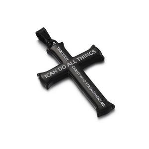 Jewellery: Christian Collection Engraved Stainless Steel Unique Cross Necklace