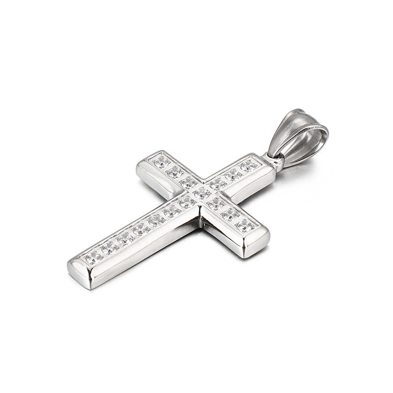 Jewellery: Faith Zirconia Cross Necklace - Pendant With Chain