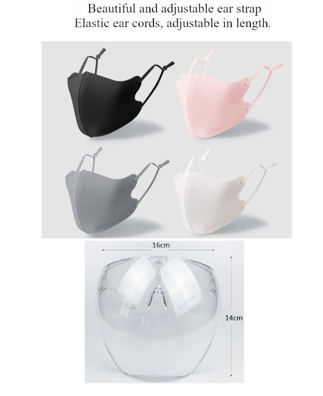 Masks: Nano Silver Cooling Fibre Face Mask & Face Shield Glasses Combo - Grey