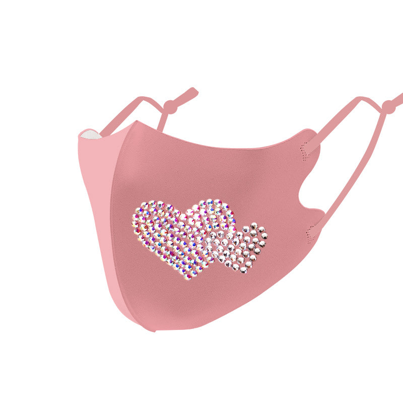 Masks: Ice Cooling Microfibre Sparkling Rhinestone 3D Mask (pink) - Heart V2