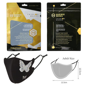 Masks: Ice Cooling Microfibre Sparkling Rhinestone 3D Face Mask (2pcs) - 3D Butterfly