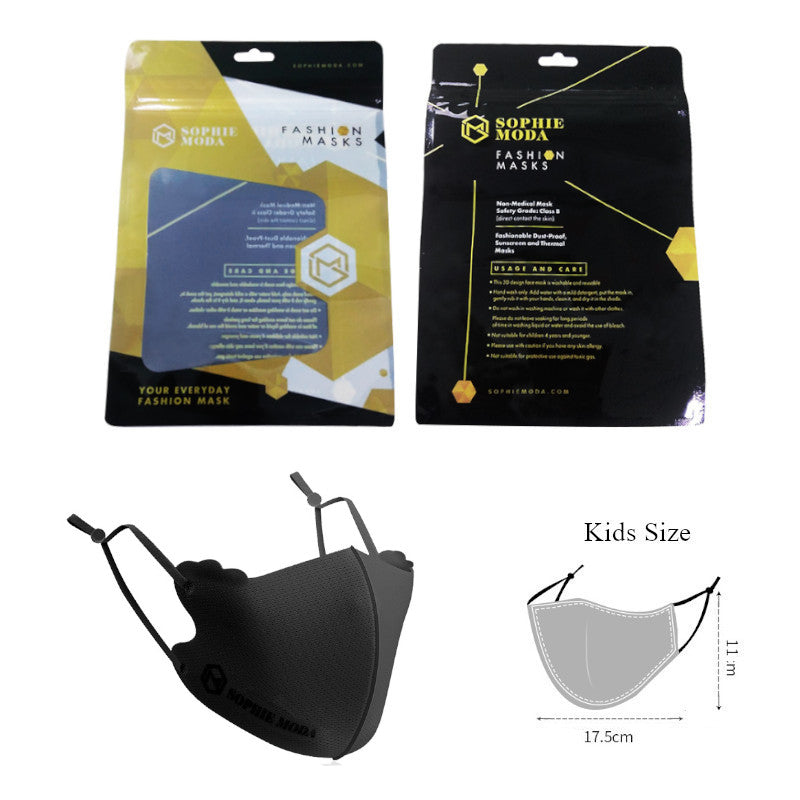 Masks: Kids Nano Silver Cooling Fibre Adjustable 3D Face Mask (3pcs) V7