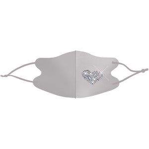 Masks: Ice Cooling Microfibre Sparkling Rhinestone 3D Mask (grey) - Heart
