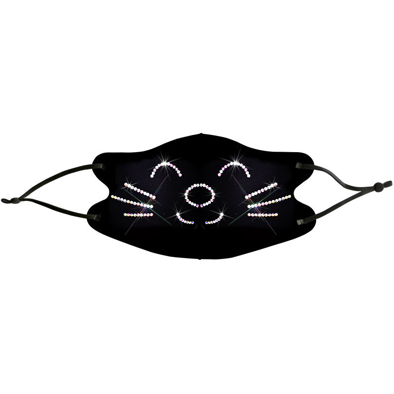Masks: Ice Cooling Microfibre Sparkling Rhinestone 3D Mask - Cat V2