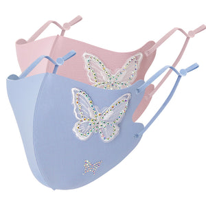 Masks: Ice Cooling Microfibre Sparkling Rhinestone 3D Face Mask (2pcs) - 3D Butterfly V2