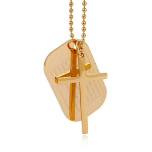 Jewellery: Christian Prayer Tag with Cross Pendant Necklace