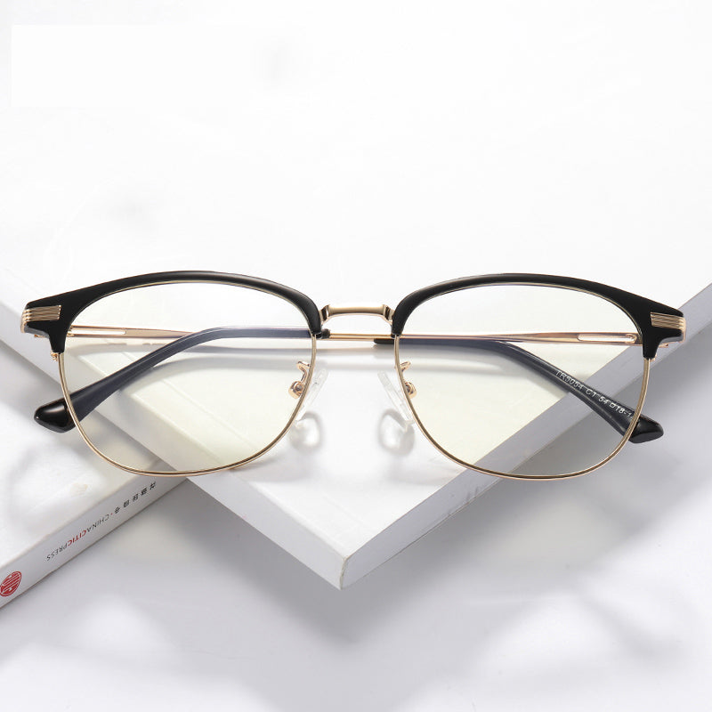 Glasses: Anti-Blue Light Classic Half Rim Metal Frame