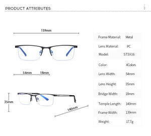 Glasses: Anti Blue Light Ultra Slim Half Metal Frame