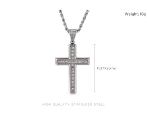 Jewellery: Faith Zirconia Cross Necklace - Pendant With Chain